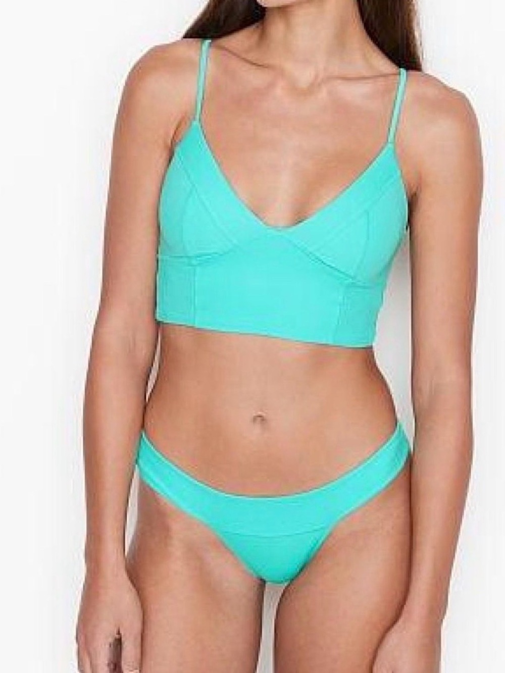 Victoria's Secret montauk Longline Triangle Mint frost Bikini top sz S